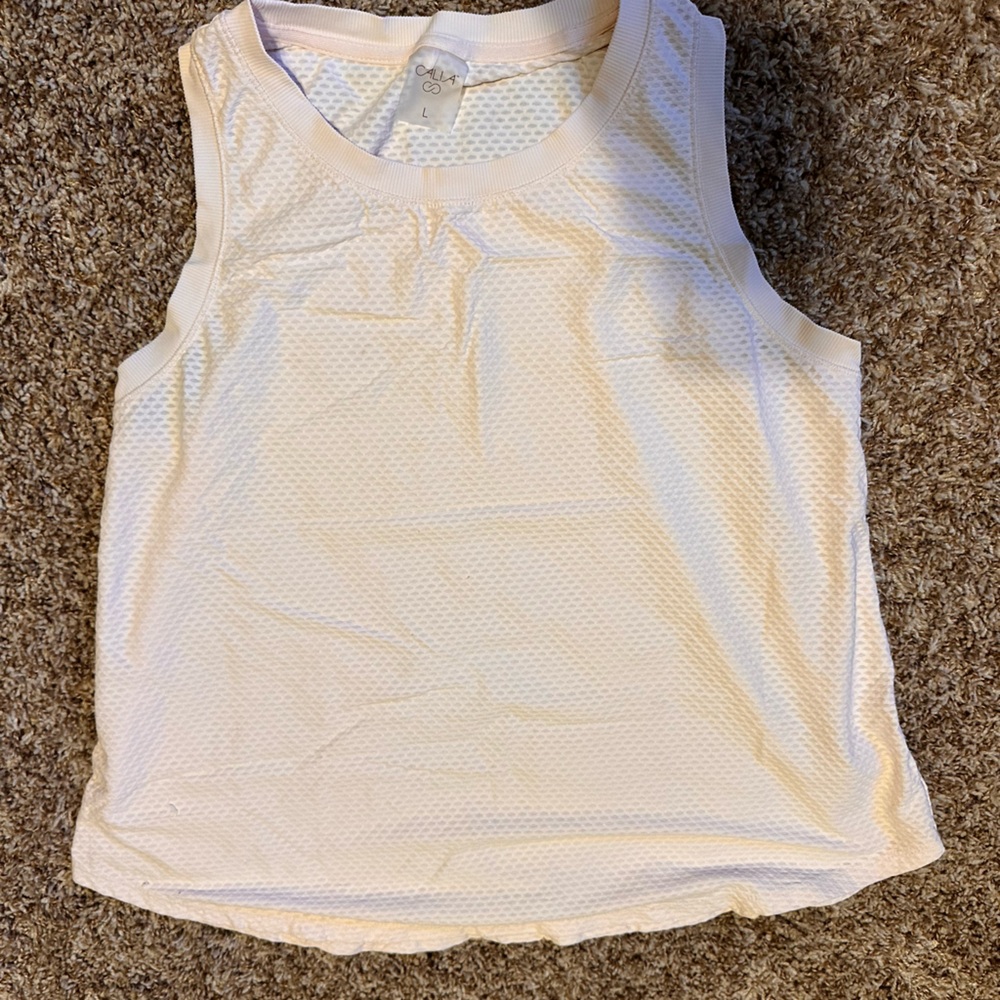 CALIA by Carrie Underwood Cream Textured Tank Top